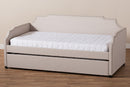 Corey Beige Fabric Upholstered Twin Size Sofa Daybed w/Roll Out Trundle Baxton