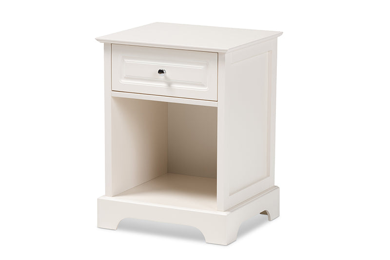 Saul Modern Transitional White Finished 1-Drawer Wood End Table