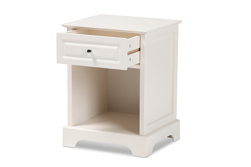 Saul Modern Transitional White Finished 1-Drawer Wood End Table