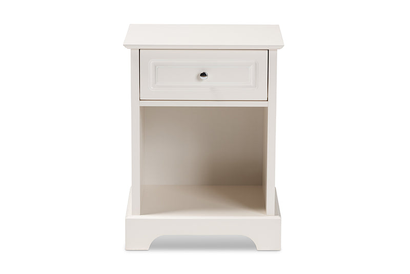 Saul Modern Transitional White Finished 1-Drawer Wood End Table