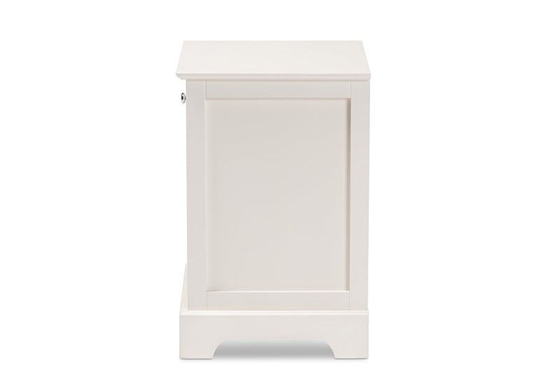 Saul White Finished 1-Drawer Wood End Table Baxton