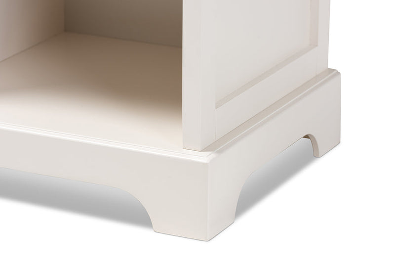 Saul White Finished 1-Drawer Wood End Table Baxton