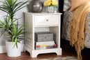Saul White Finished 1-Drawer Wood End Table Baxton