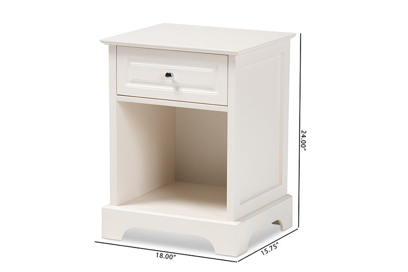 Saul Modern Transitional White Finished 1-Drawer Wood End Table