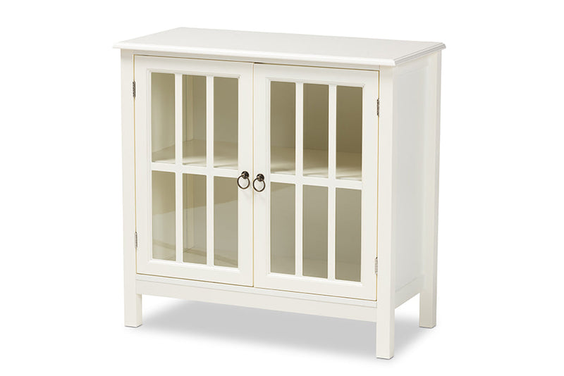 Walid White and Glass Kitchen Storage Cabinet Baxton