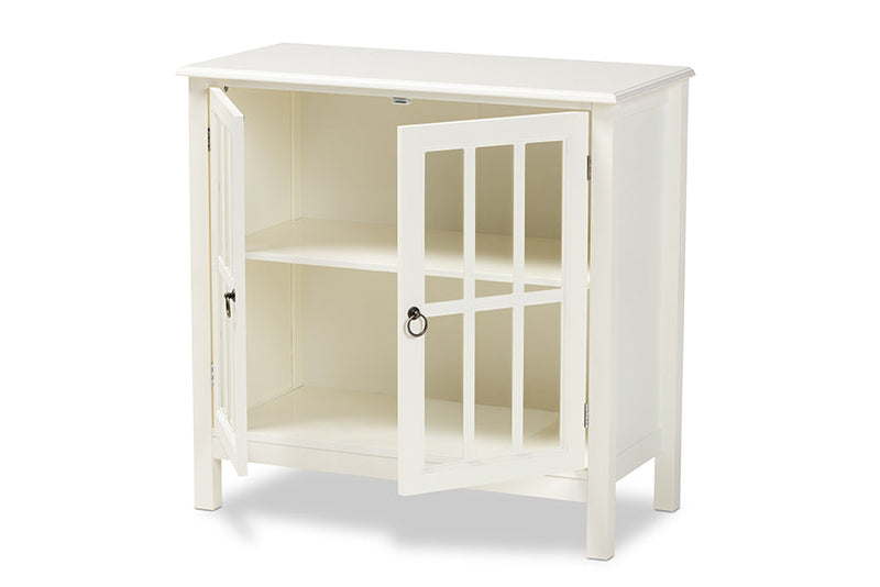 Walid White and Glass Kitchen Storage Cabinet Baxton