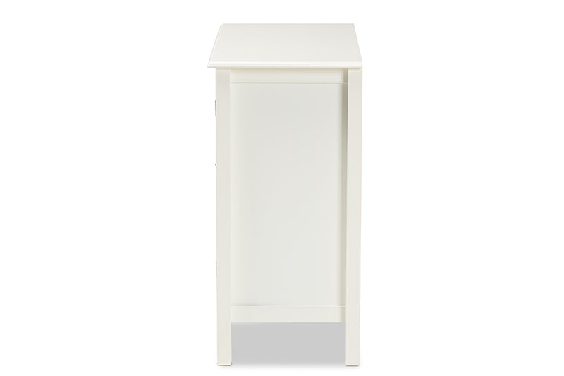 Walid Classic and Traditional White Finished Wood and Glass Kitchen Storage Cabinet