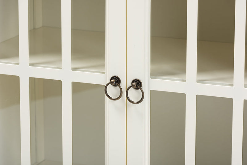 Walid White and Glass Kitchen Storage Cabinet Baxton