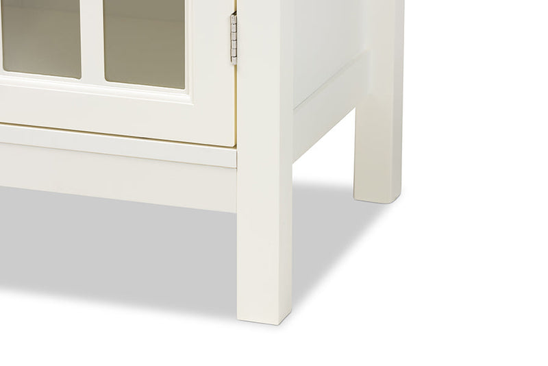 Walid White and Glass Kitchen Storage Cabinet Baxton