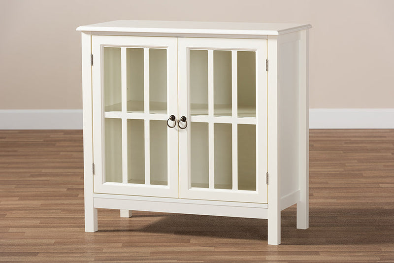 Walid White and Glass Kitchen Storage Cabinet Baxton