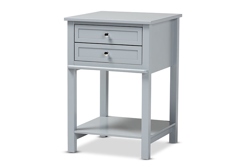 Fernanda Modern Transitional Light Gray Finished 2-Drawer Wood End Table