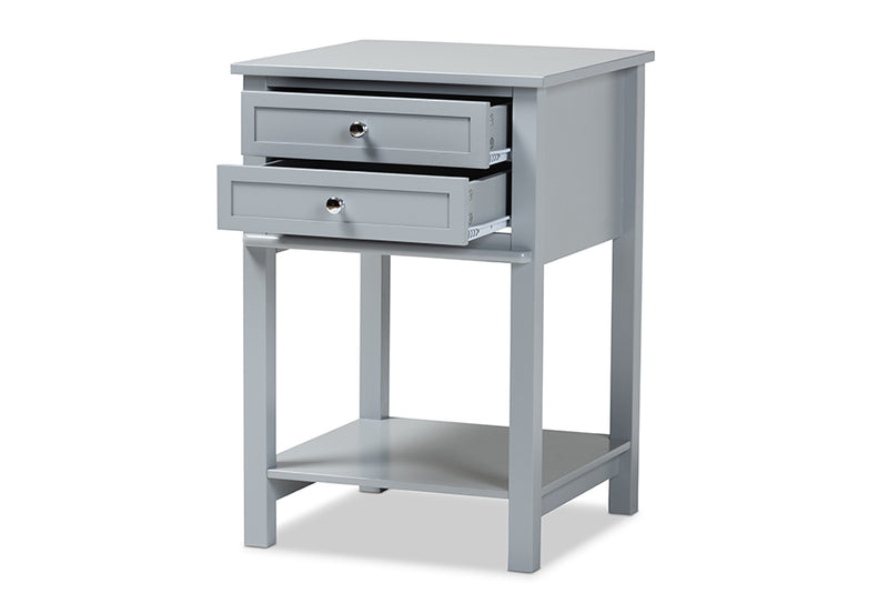 Fernanda Modern Transitional Light Gray Finished 2-Drawer Wood End Table