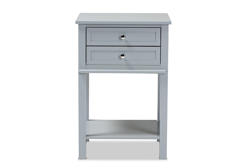 Fernanda Modern Transitional Light Gray Finished 2-Drawer Wood End Table