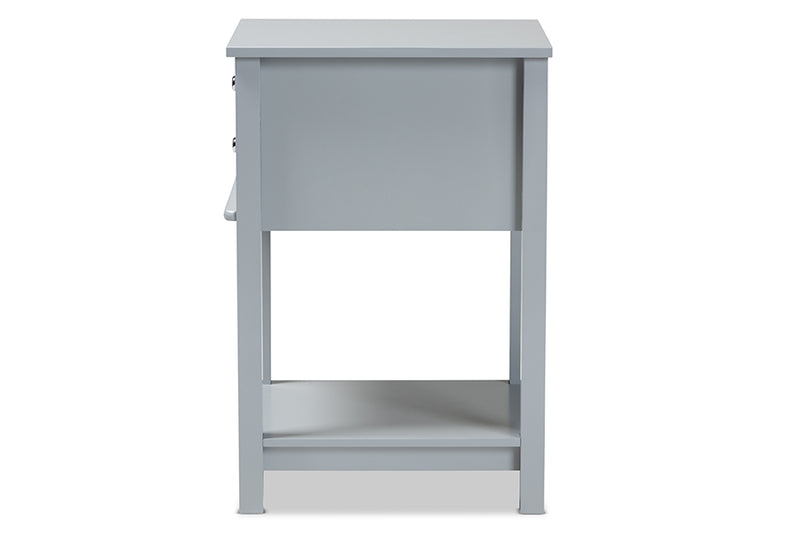 Fernanda Modern Transitional Light Gray Finished 2-Drawer Wood End Table