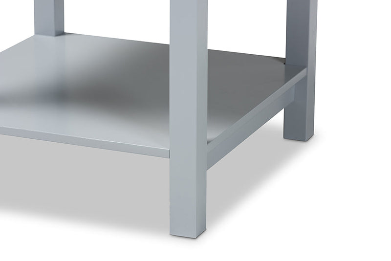 Fernanda Light Gray Finished 2-Drawer Wood End Table Baxton