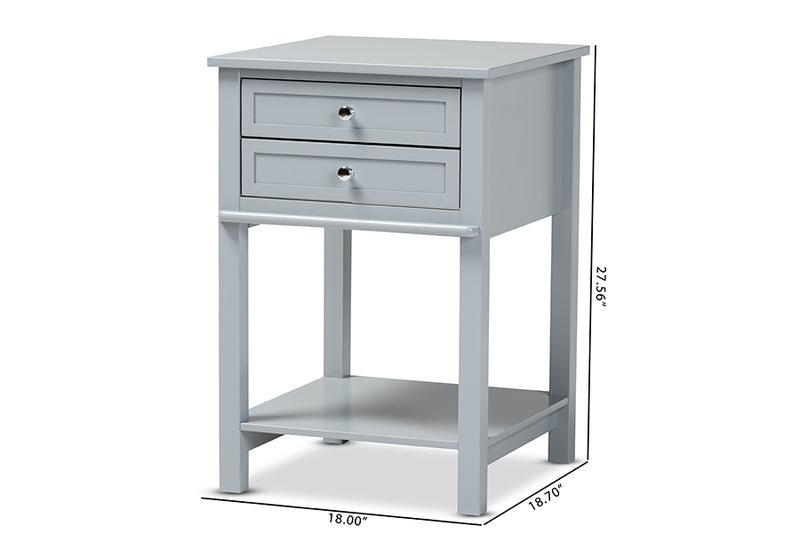 Fernanda Modern Transitional Light Gray Finished 2-Drawer Wood End Table