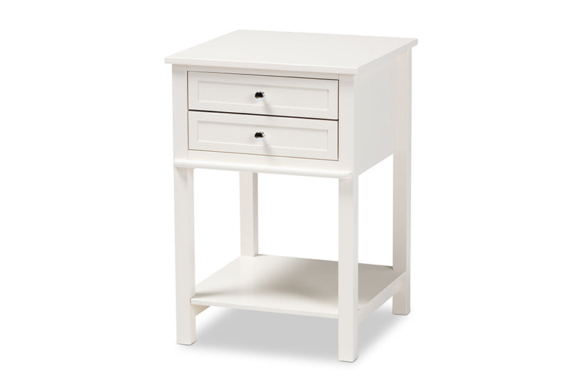 Fernanda Modern Transitional White Finished 2-Drawer Wood End Table