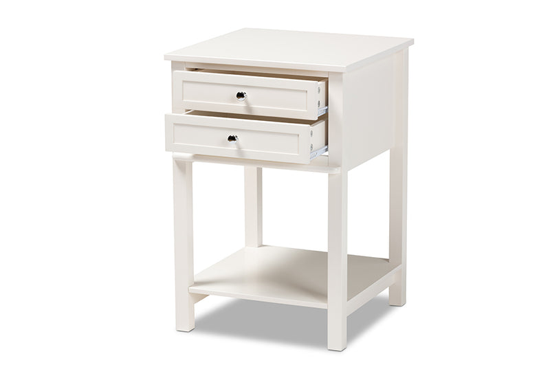 Fernanda Modern Transitional White Finished 2-Drawer Wood End Table