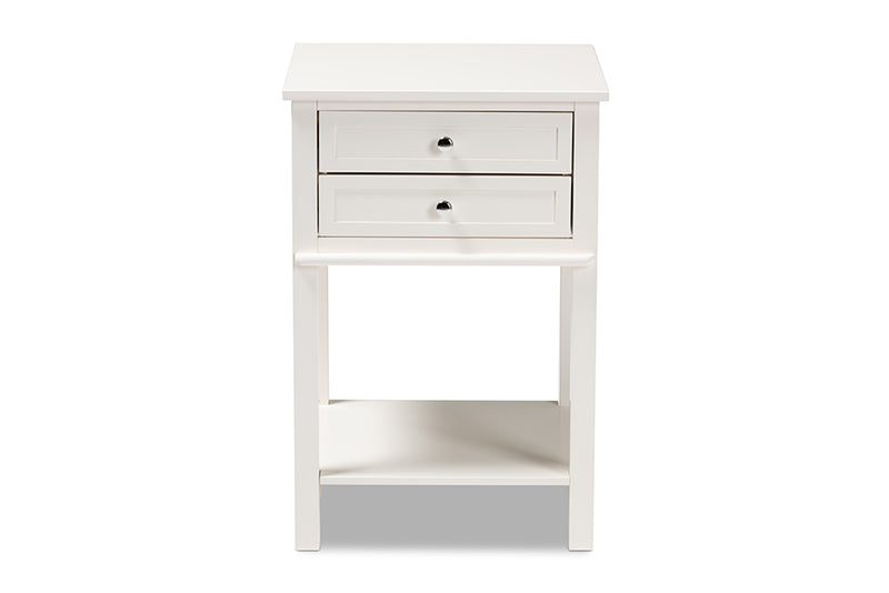 Fernanda Modern Transitional White Finished 2-Drawer Wood End Table