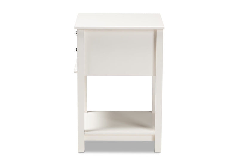 Fernanda White Finished 2-Drawer Wood End Table Baxton