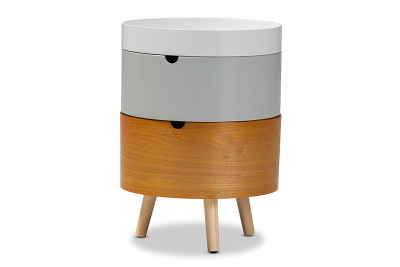 Bora Mid-Century Modern Multi Color 3-Tier Wood End Table