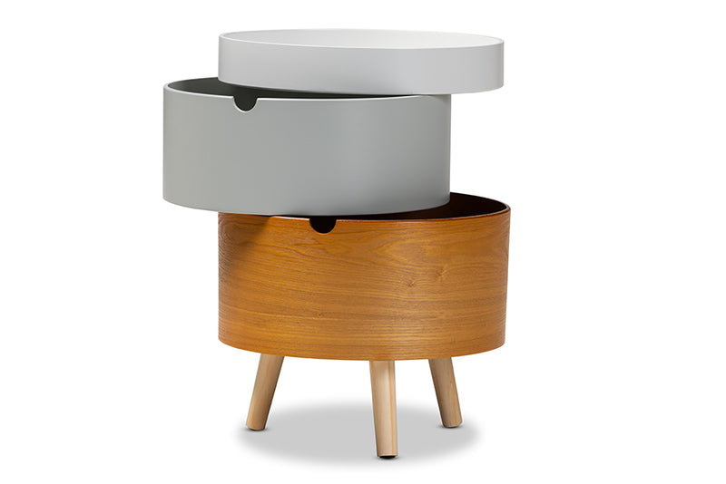 Bora Mid-Century Modern Multi Color 3-Tier Wood End Table