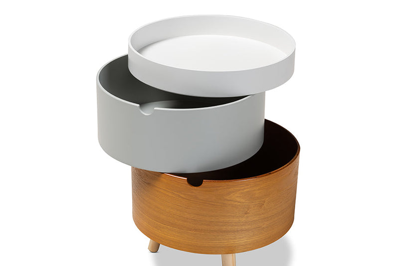Bora Multi Color 3-Tier Wood End Table Baxton