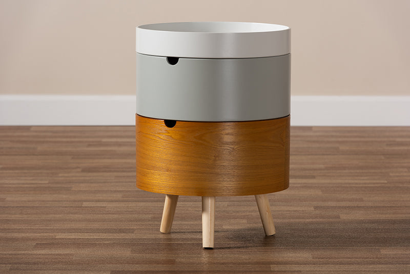 Bora Mid-Century Modern Multi Color 3-Tier Wood End Table