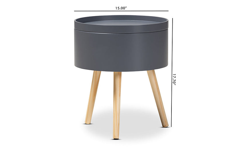 Cordoba Gray Wood End Table w/Removable Top Baxton