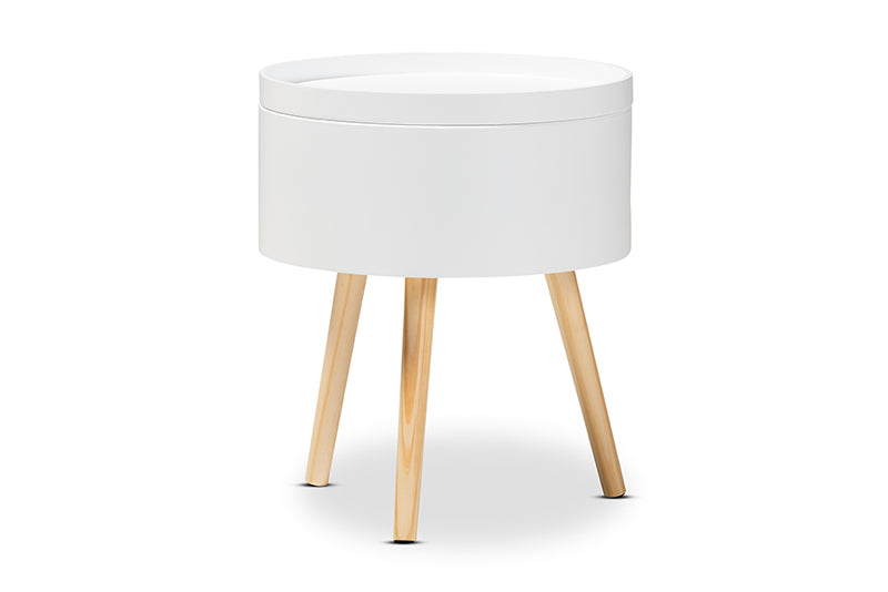 Cordoba Mid-Century Modern White Wood End Table w/Removable Top