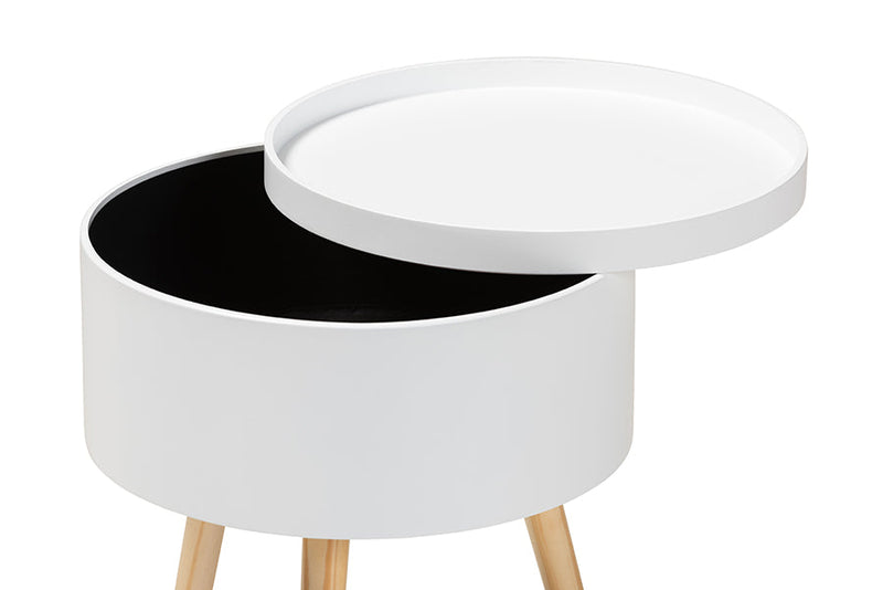 Cordoba White Wood End Table w/Removable Top Baxton