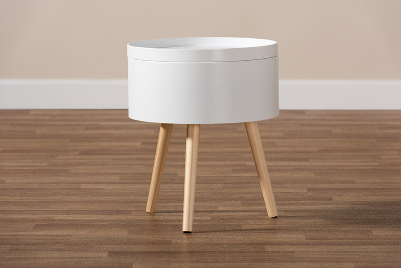 Cordoba Mid-Century Modern White Wood End Table w/Removable Top