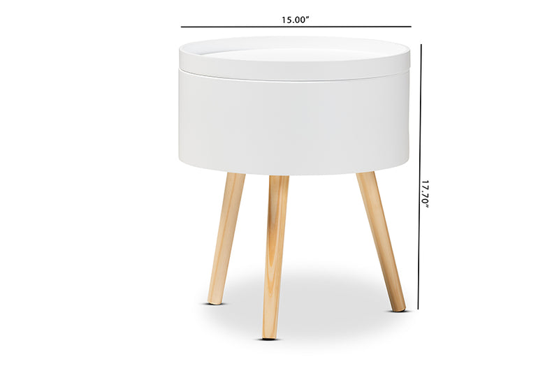 Cordoba Mid-Century Modern White Wood End Table w/Removable Top