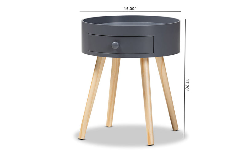 Cordoba Gray 1-Drawer Wood End Table Baxton