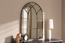 Doniea Farmhouse Antique Silver Finished Arched Window Accent Wall Mirror Baxton