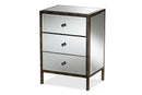 Sebille Mirrored 3-Drawer End Table Baxton
