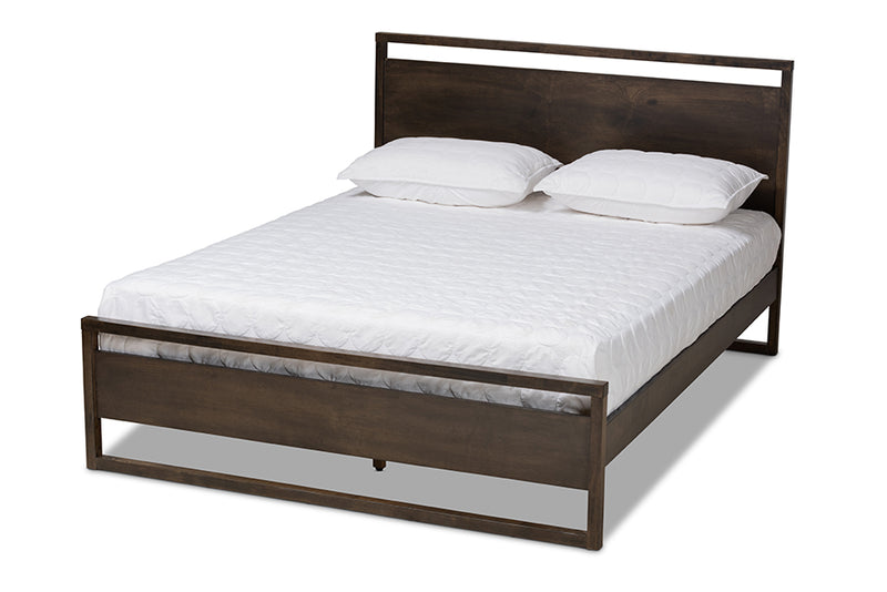 Seren Modern and Contemporary Charcoal Brown Finished Wood Queen Size Platform Bed