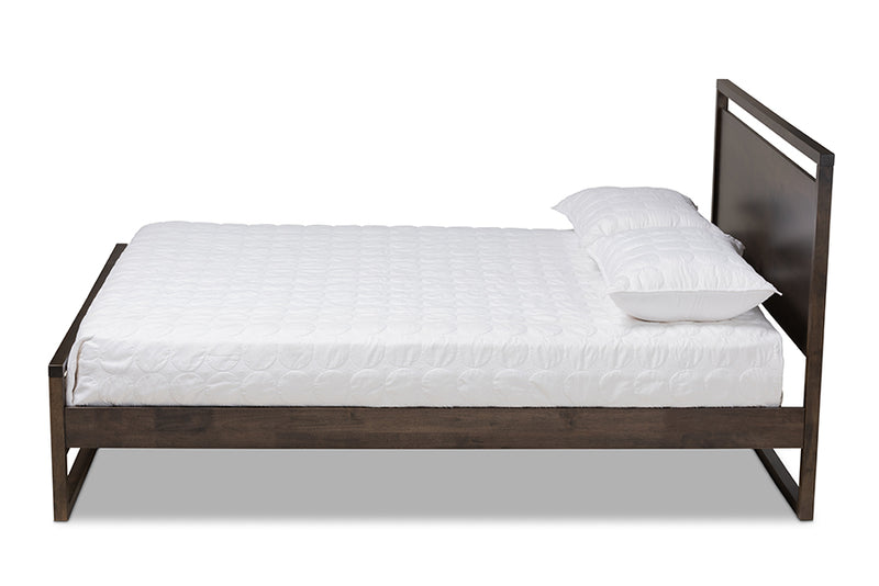 Seren Modern and Contemporary Charcoal Brown Finished Wood Queen Size Platform Bed