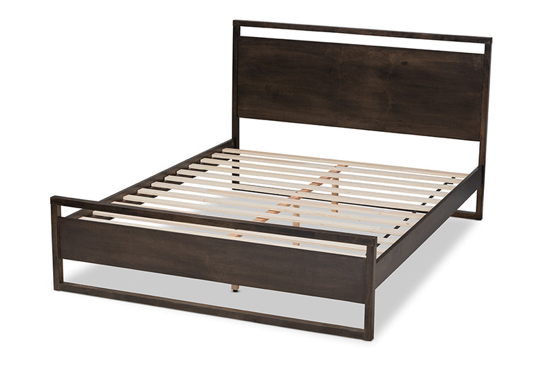 Seren Modern and Contemporary Charcoal Brown Finished Wood Queen Size Platform Bed