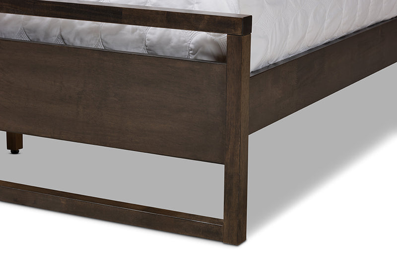 Seren Modern and Contemporary Charcoal Brown Finished Wood Queen Size Platform Bed