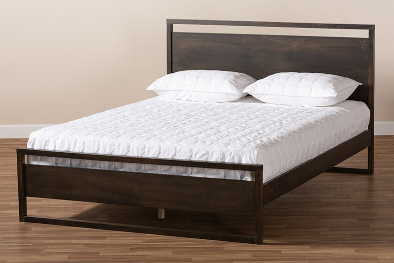 Seren Modern and Contemporary Charcoal Brown Finished Wood Queen Size Platform Bed