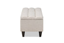 Beyla Beige Fabric Upholstered Dark Brown Storage Bench Ottoman Baxton