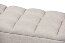 Beyla Beige Fabric Upholstered Dark Brown Storage Bench Ottoman Baxton