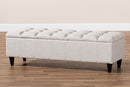Beyla Beige Fabric Upholstered Dark Brown Storage Bench Ottoman Baxton