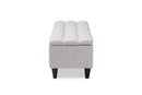 Beyla Grayish Beige Fabric Upholstered Dark Brown Storage Bench Ottoman Baxton