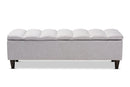 Beyla Grayish Beige Fabric Upholstered Dark Brown Storage Bench Ottoman Baxton