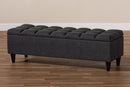 Beyla Charcoal Fabric Upholstered Dark Brown Storage Bench Ottoman Baxton