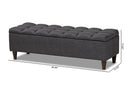 Beyla Charcoal Fabric Upholstered Dark Brown Storage Bench Ottoman Baxton
