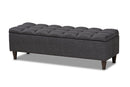 Beyla Charcoal Fabric Upholstered Dark Brown Storage Bench Ottoman Baxton
