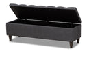 Beyla Charcoal Fabric Upholstered Dark Brown Storage Bench Ottoman Baxton